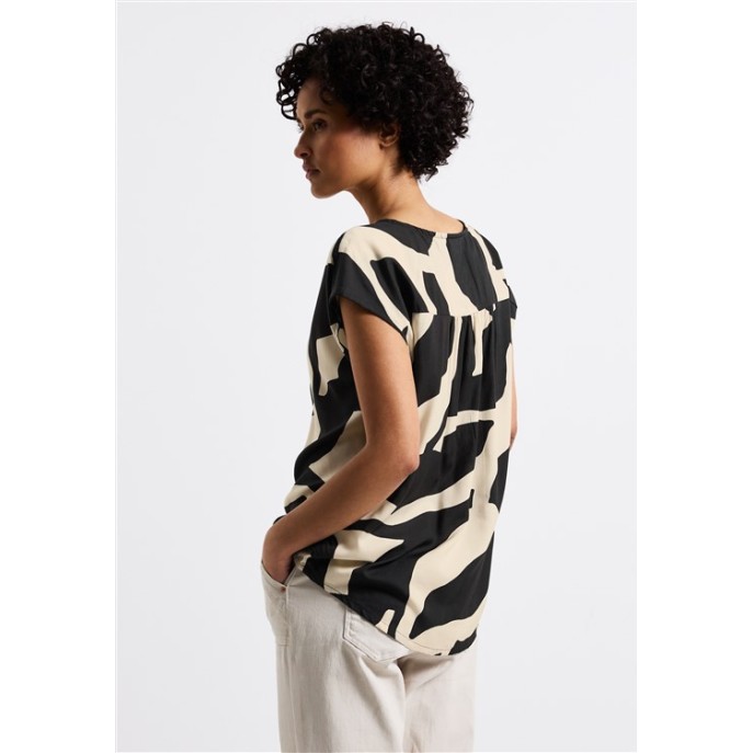 Street One blouse vhals print Zwart Zand